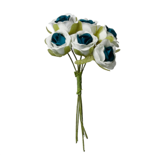 Textilné ruže pr. 2,2 cm - modrá - 1 zväzok/6 ks