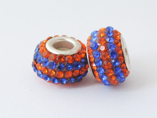 Pandora style - korálka s kamienkami - modra-oranžová - 1 ks
