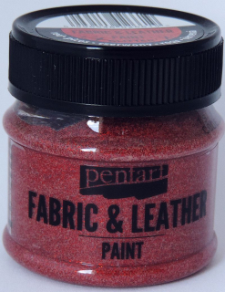 Farba na textil a kožu - glitrová - červená - 50 ml