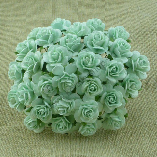 Papierový kvet - ruža - 20 mm - pastelová zelená - 10 ks
