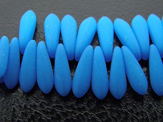 Sklenená korálka jazýček -10x3mm- modrá svetlá - NEON - 20 ks
