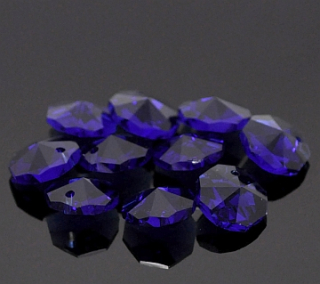 Brúsená korálka - octagon - modrá - 1 ks