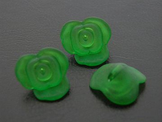 Plastové korálky - kvietok - smaragdová -  10 ks