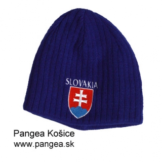 Čiapka modrá (220_01), pletená, hrubá, slovenský znak Slovakia