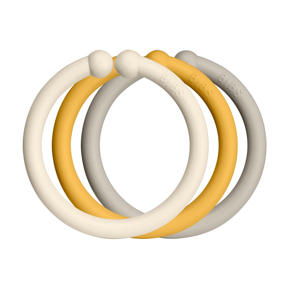 BIBS Loops krúžky 12ks- ivory-honey-bee-sand 
