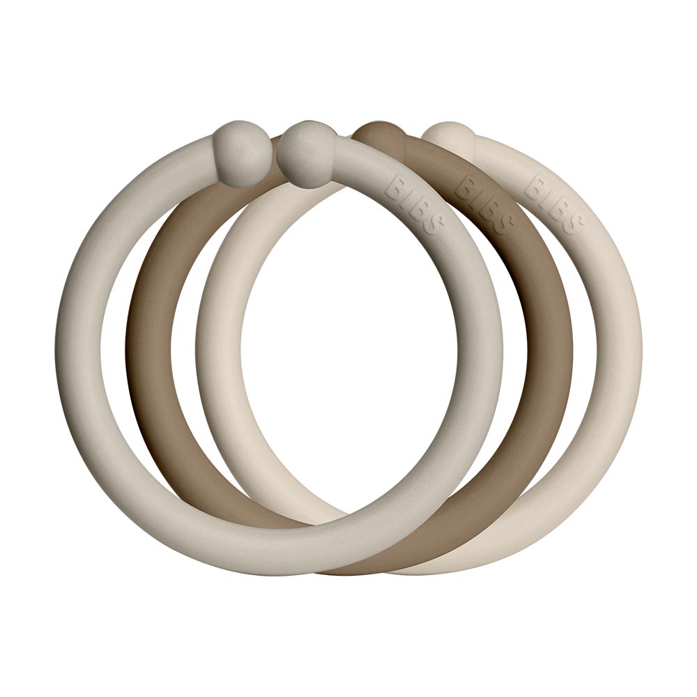 BIBS Loops krúžky 12ks- sand-dark-oak-vanilla