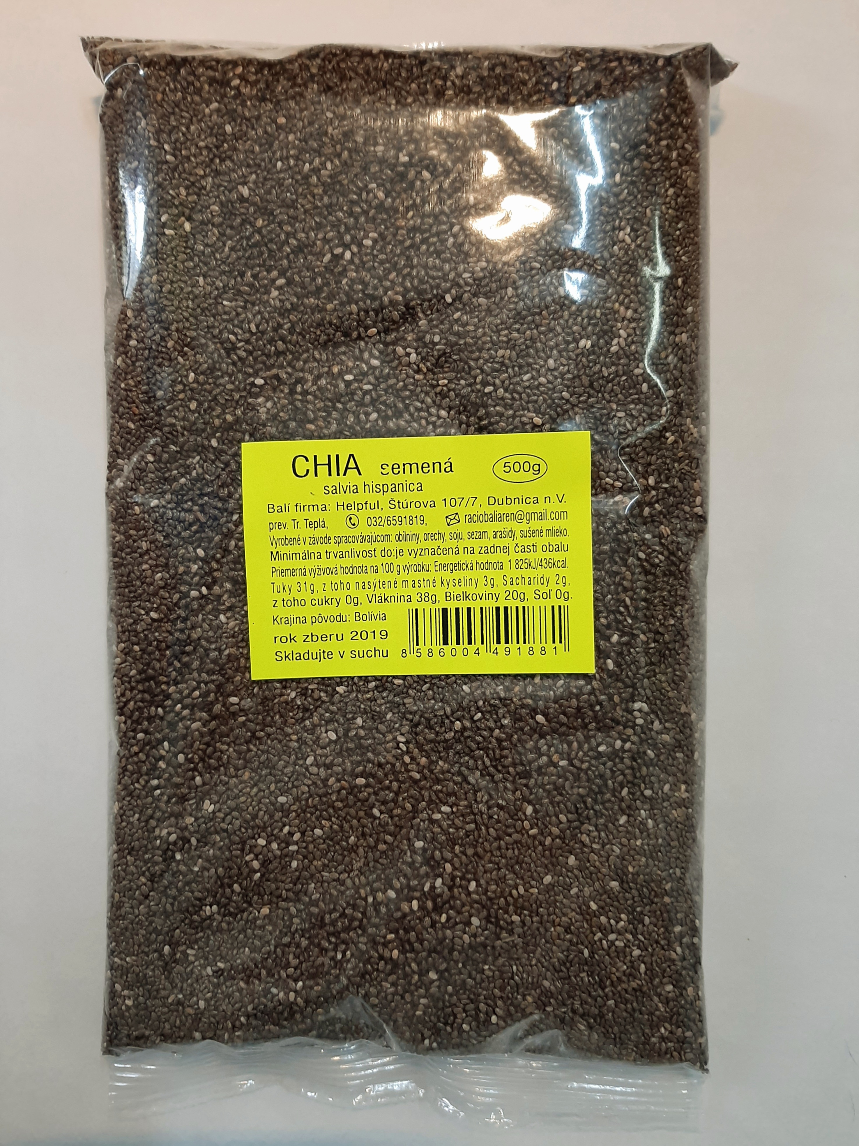 Chia semená, šalvia hispanica 500g 