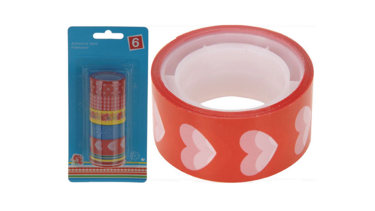 Lepiaca páska dekor / 6ks blister červená
