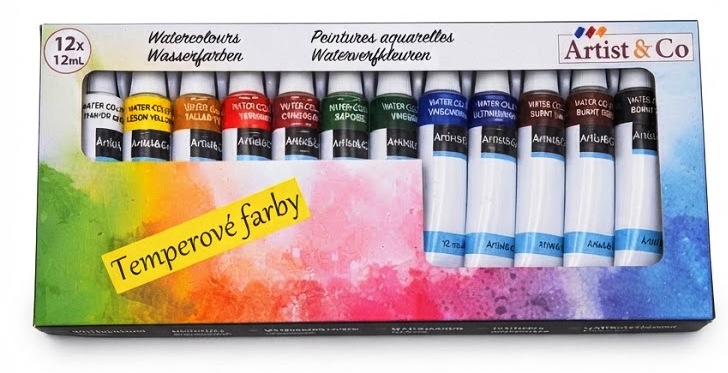 Farby akvarelové-temperové 12 ks ARTICO