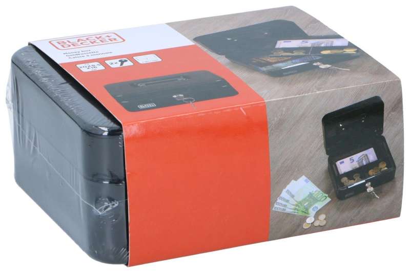 Pokladnička plechová 20cm+ zámok  BLACK-DECKER