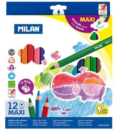 Pastelky MILAN JUMBO 12 ks trojhranné + strúhadlo