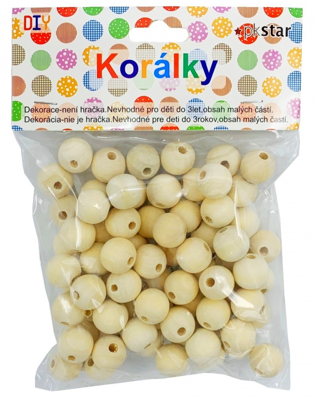 Korálky drevo natur/75ks 1,5cm