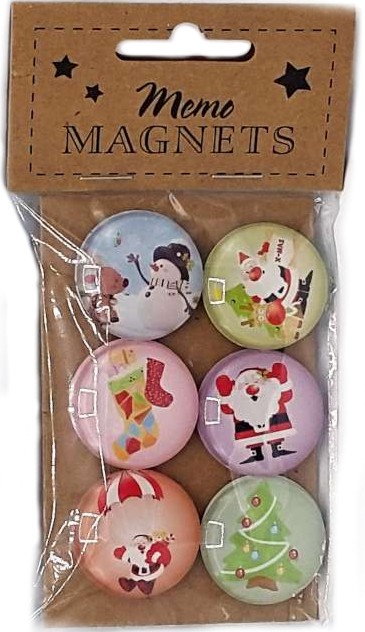 Magnetky sklo 3cm /6ks Vianoce