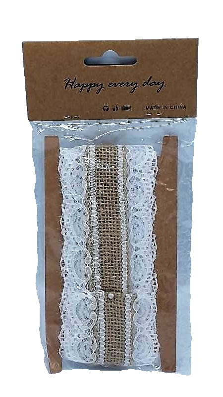Stuha juta + čipka 2m PK590-6