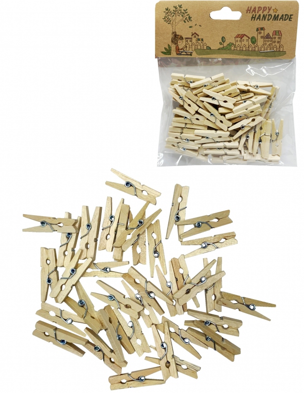 Štipec drevo 3cm natur /50ks PK590-8