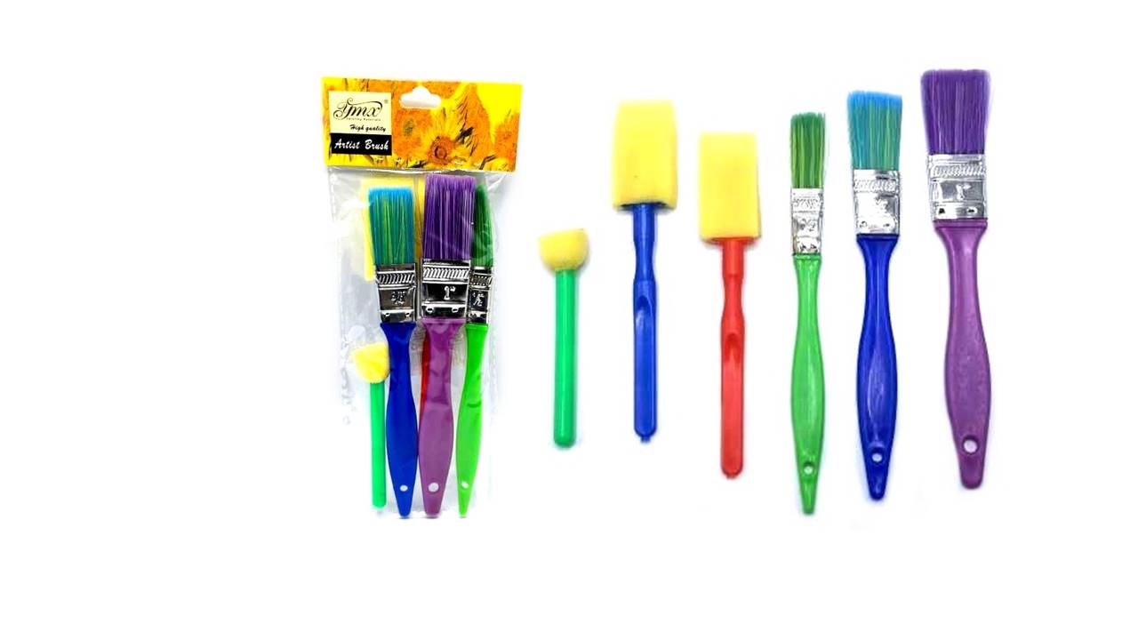 Štetec + špongia sada /6ks syntetický vlas PK52-19