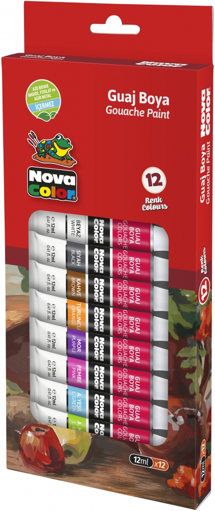 Farby gvašové-temperové 12 ks/12ml NOVA