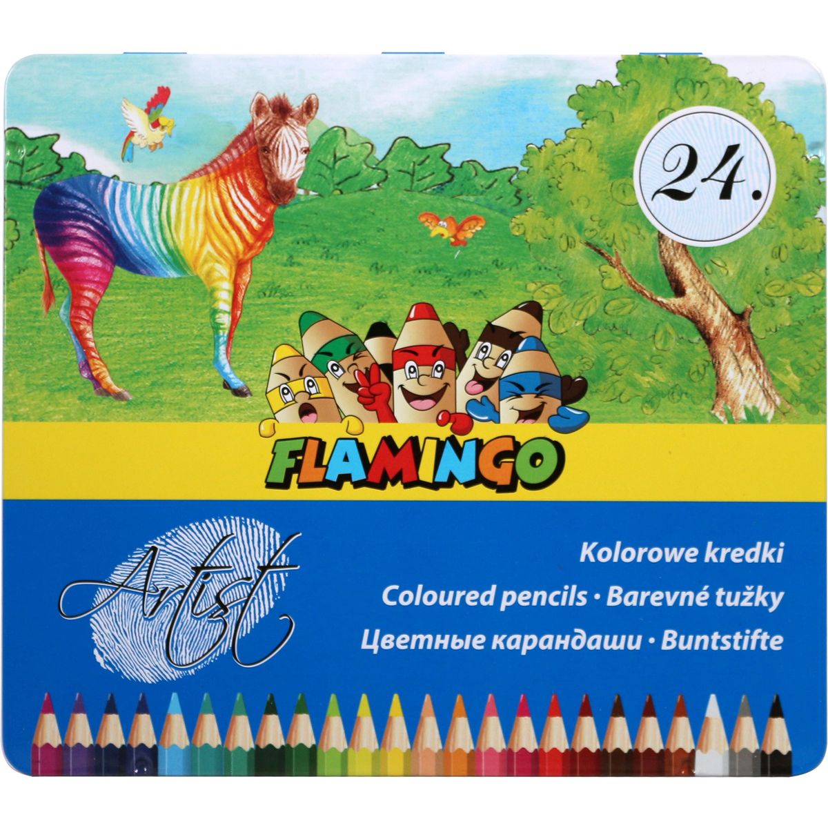 Pastelky/24 v plechovom obale Flamingo