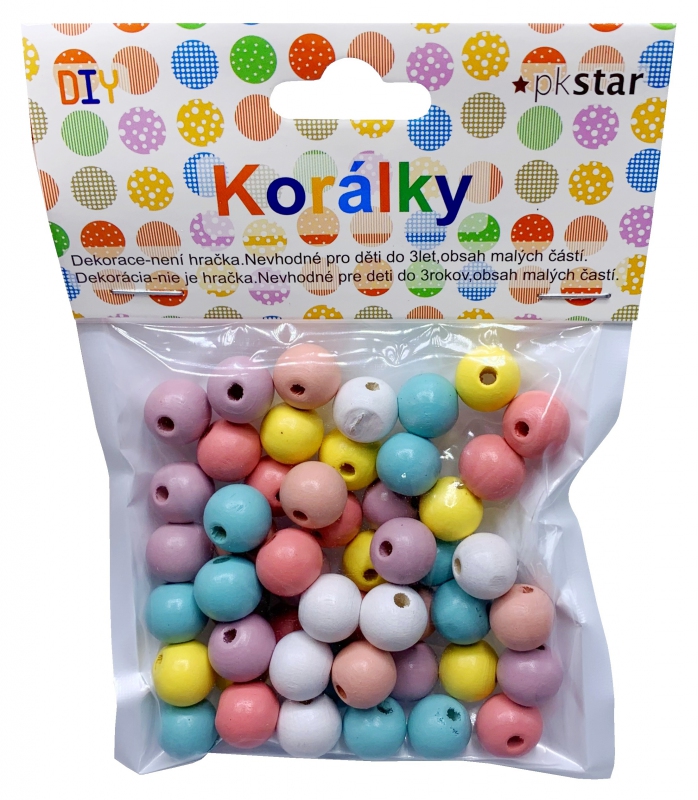 Korálky drevo PASTEL 12mm/50ks PK510-25