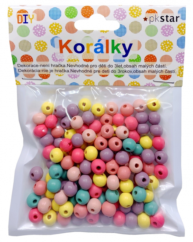 Korálky drevo PASTEL 8mm/130ks PK510-26