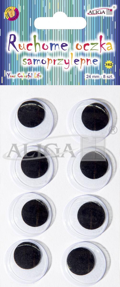 Nalepovacie oči/8ks 24mm MT-6413 Aliga
