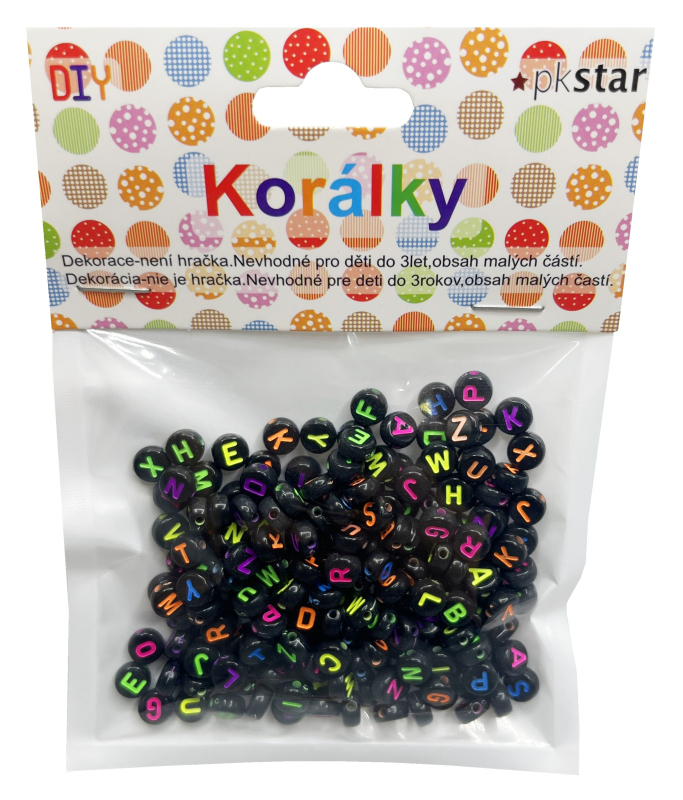 Korálky ABC čierne 4x733/25g PK510-48