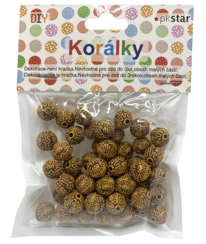 Korálky plastové - vzor,guľ., 12mm/50ks PK510-58