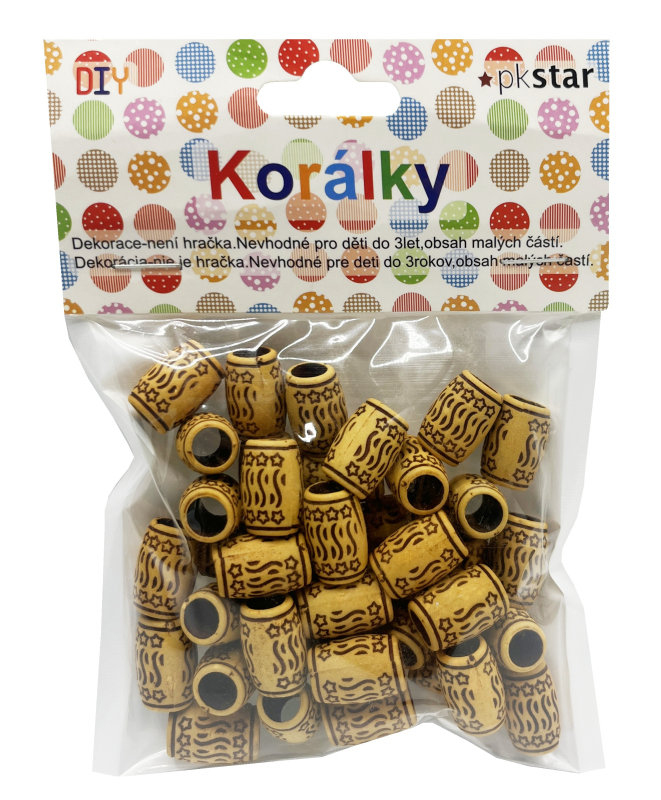 Korálky plastové-vzor, valček, 2-16mm/40ks PK510-59
