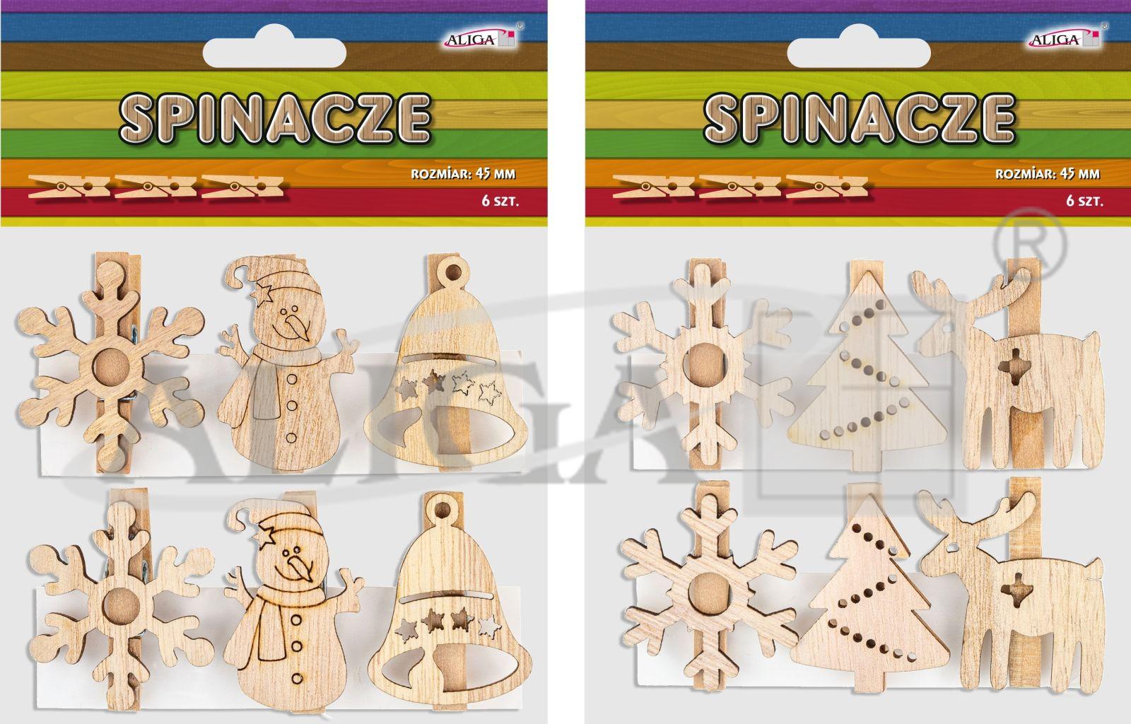 Štipec natur Vianoce/6ks SPIN-1979