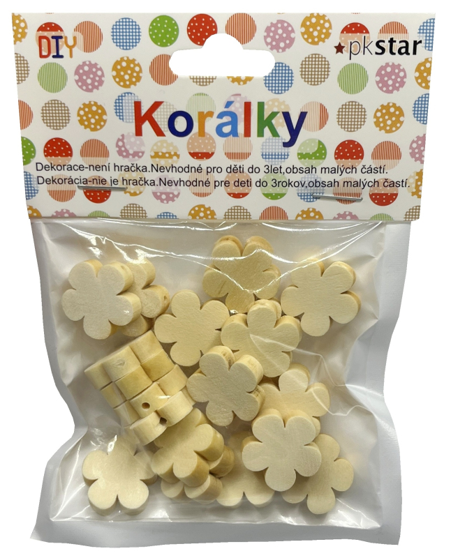 Korálky drevo natur KVET PK510-37 
