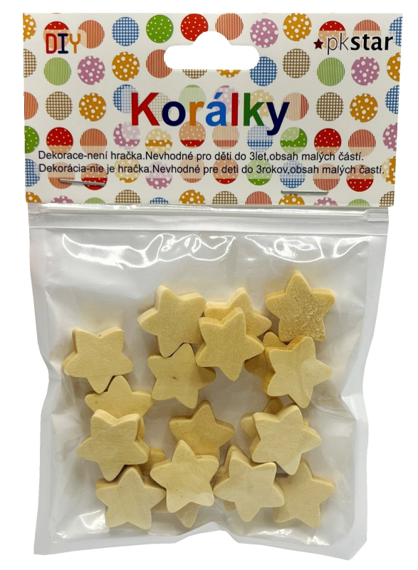 Korálky drevo natur HVIEZDA PK510-38 