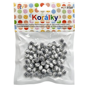 Korálky bielo-čierne 8mm, 20g PK510-88