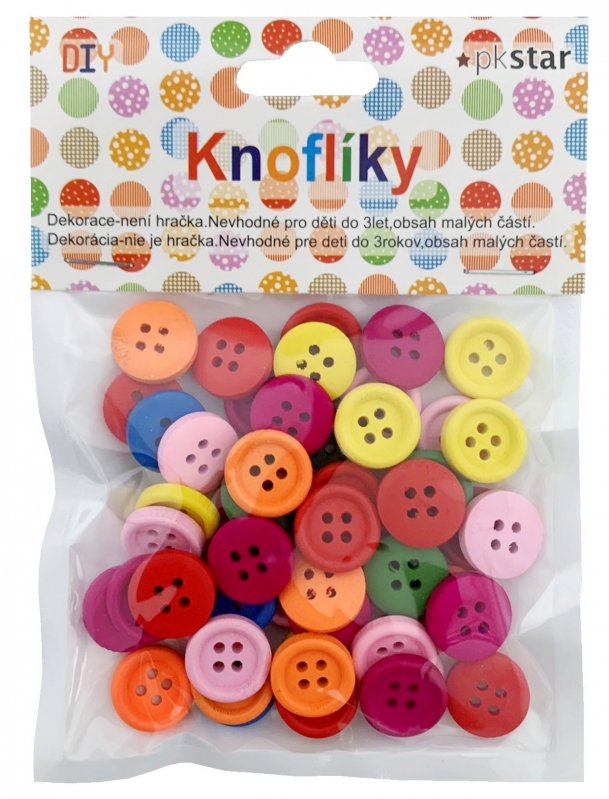 Gombíky drevo farebné/50ks PK65-1