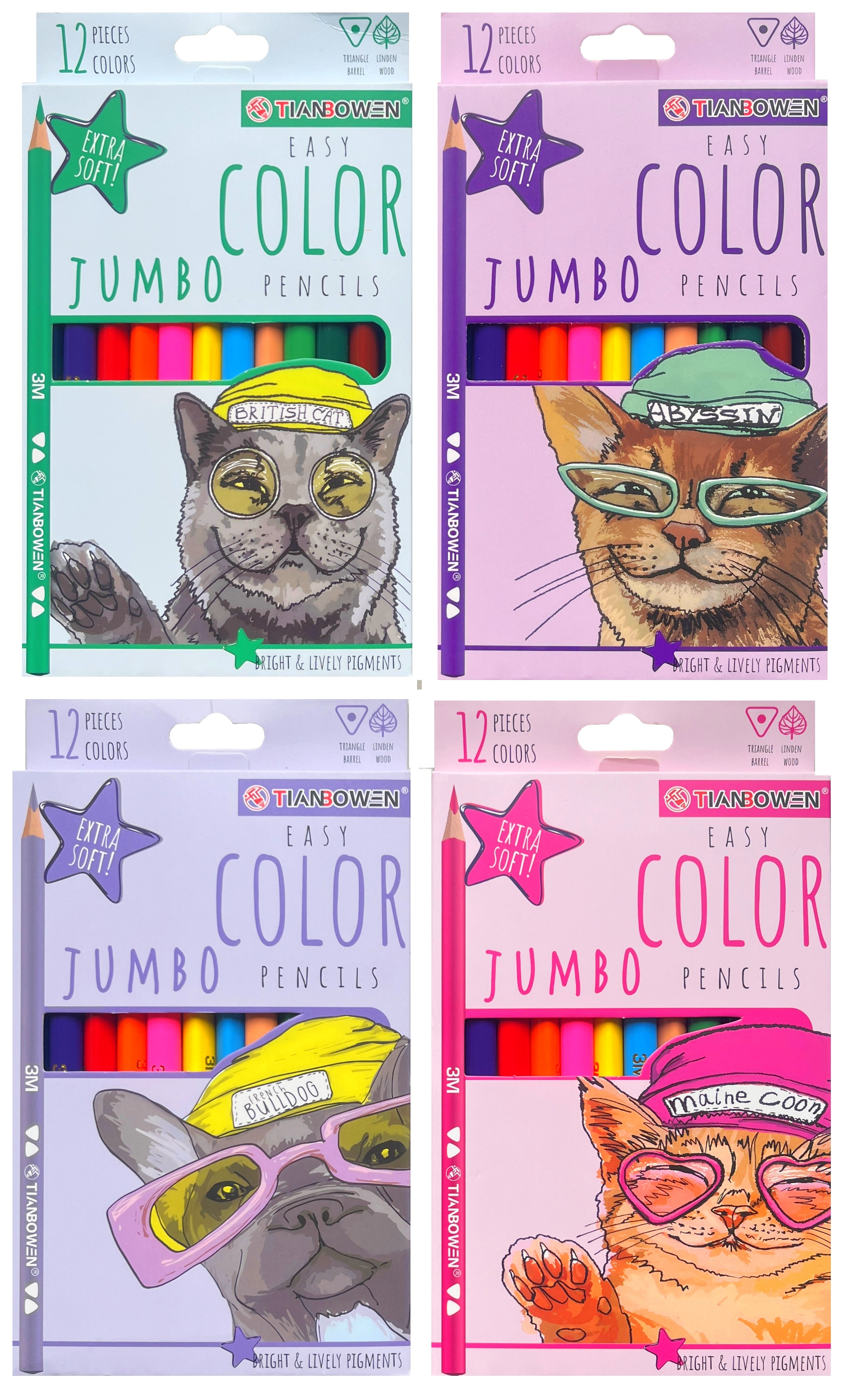 PASTELKY "MAČKY"Jumbo 3-hr./12ks PK2-34