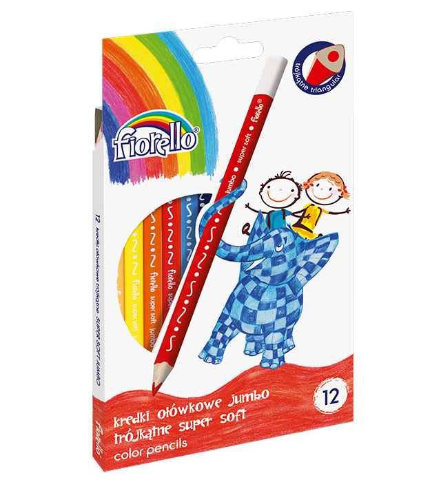 Pastelky FIORELLO JUMBO 12ks, trojhranný uchyt
