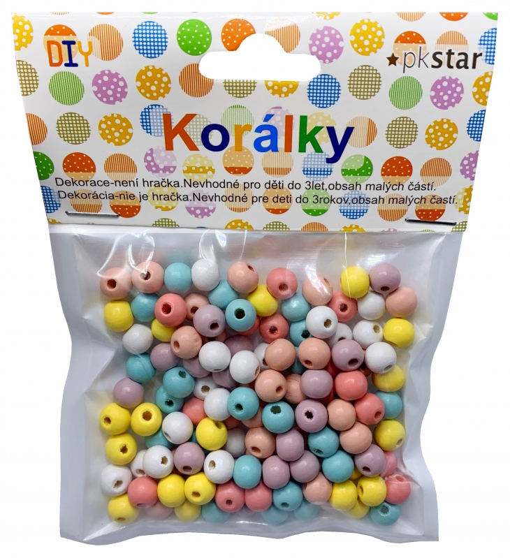 Korálky drevo PASTEL 8mm/130ks PK510-23