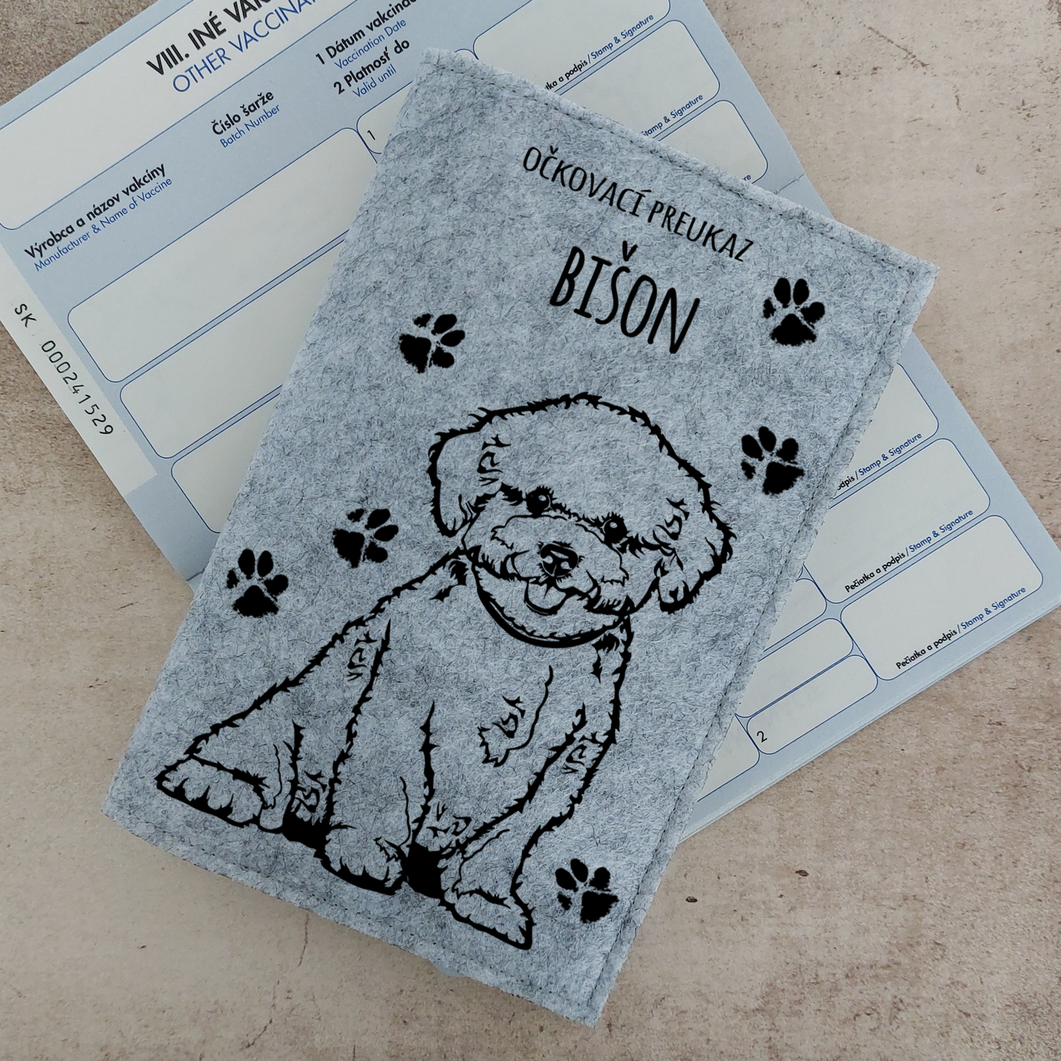 Obal na očkovací preukaz (petpass) Bišon