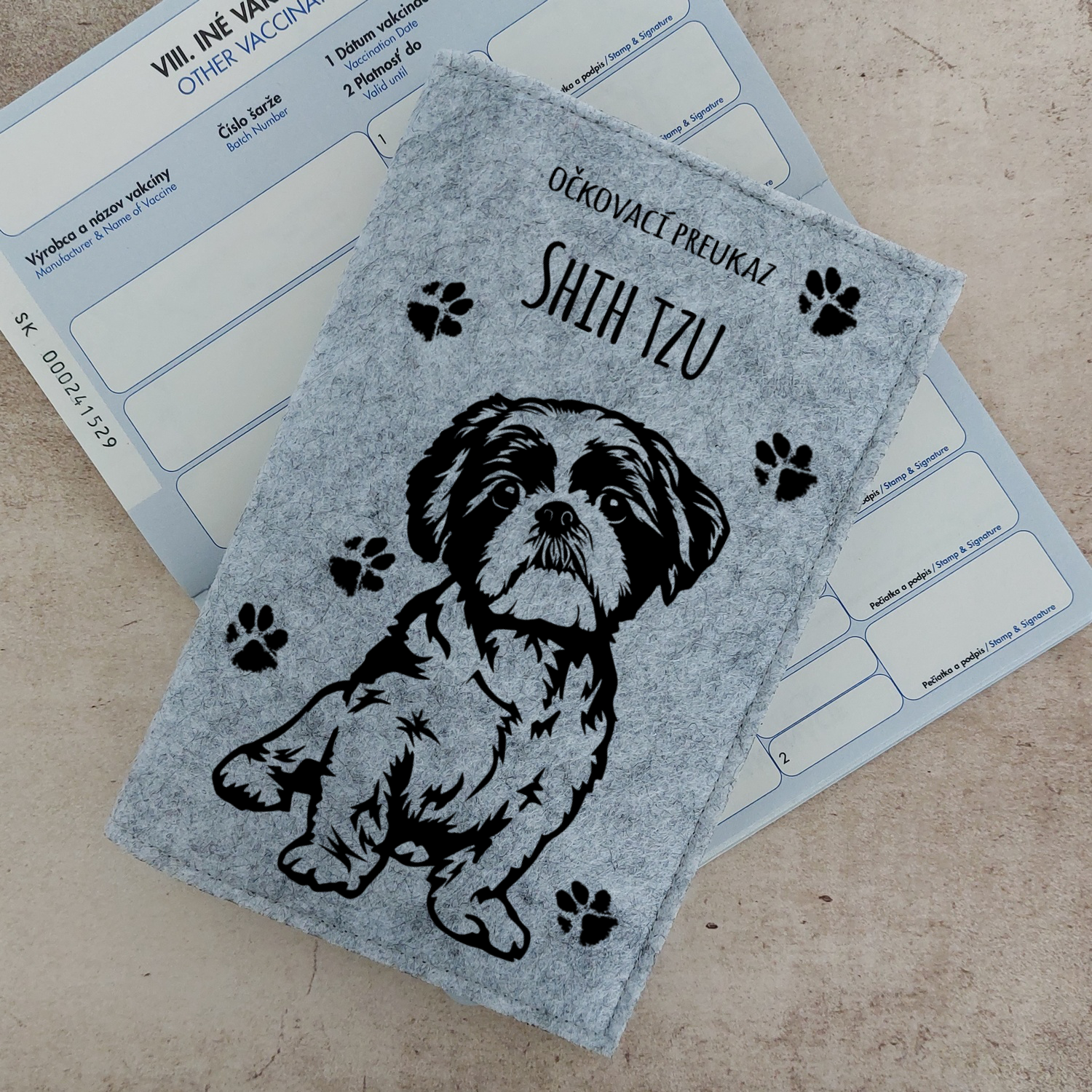 Obal na očkovací preukaz (petpass)  Shih tzu