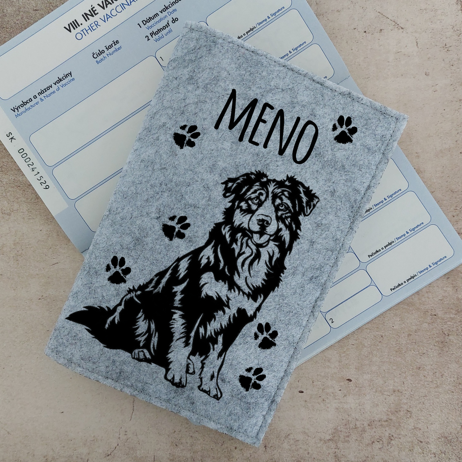 Obal na očkovací preukaz (petpass) Austrálsky ovčiak 