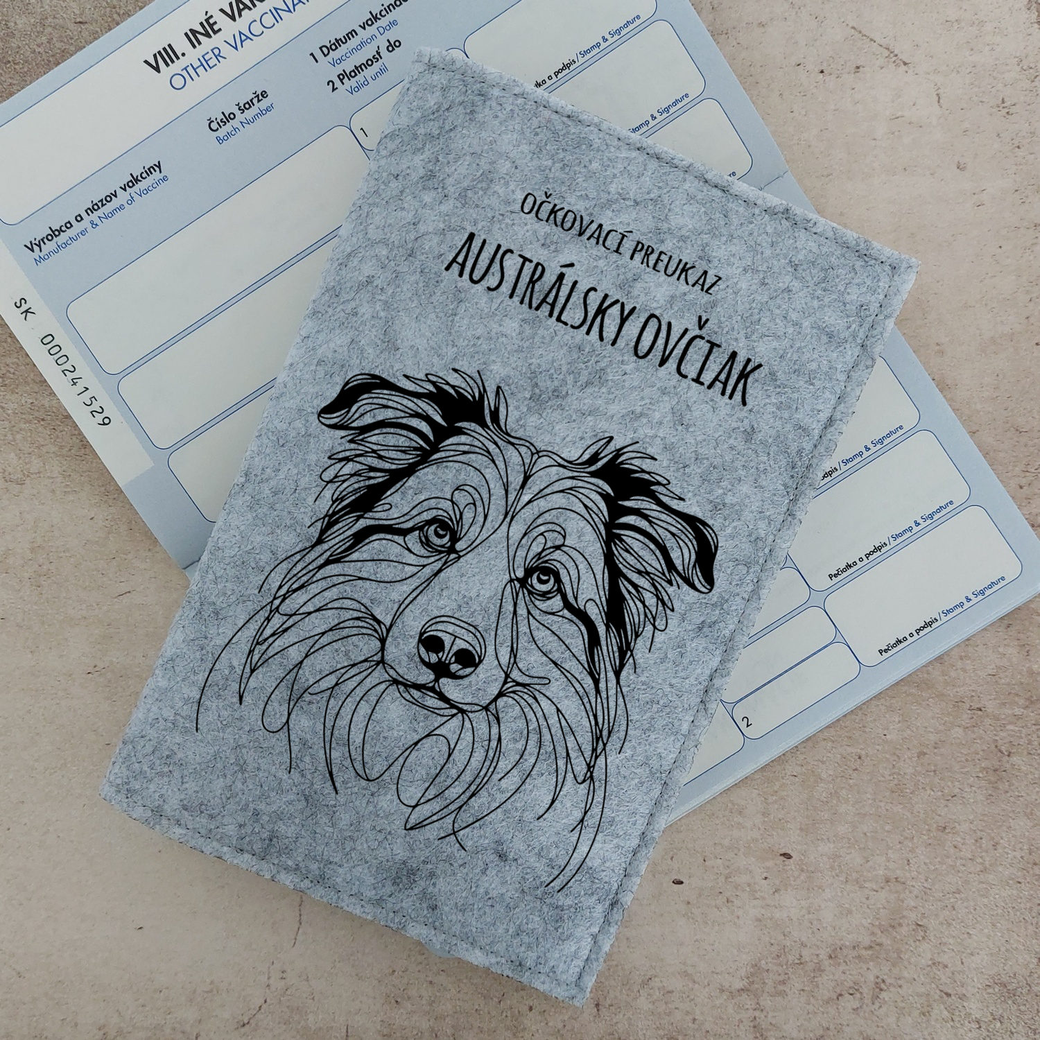Obal na očkovací preukaz  (petpass) Austrálsky ovčiak one line