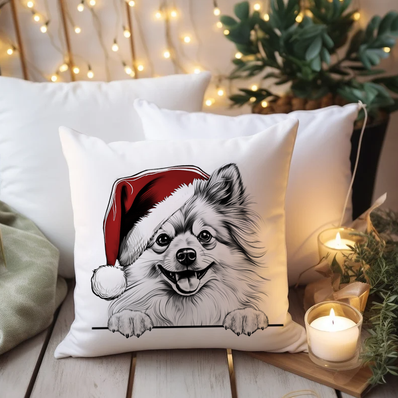 Vianočný vankúš s pomeranianom