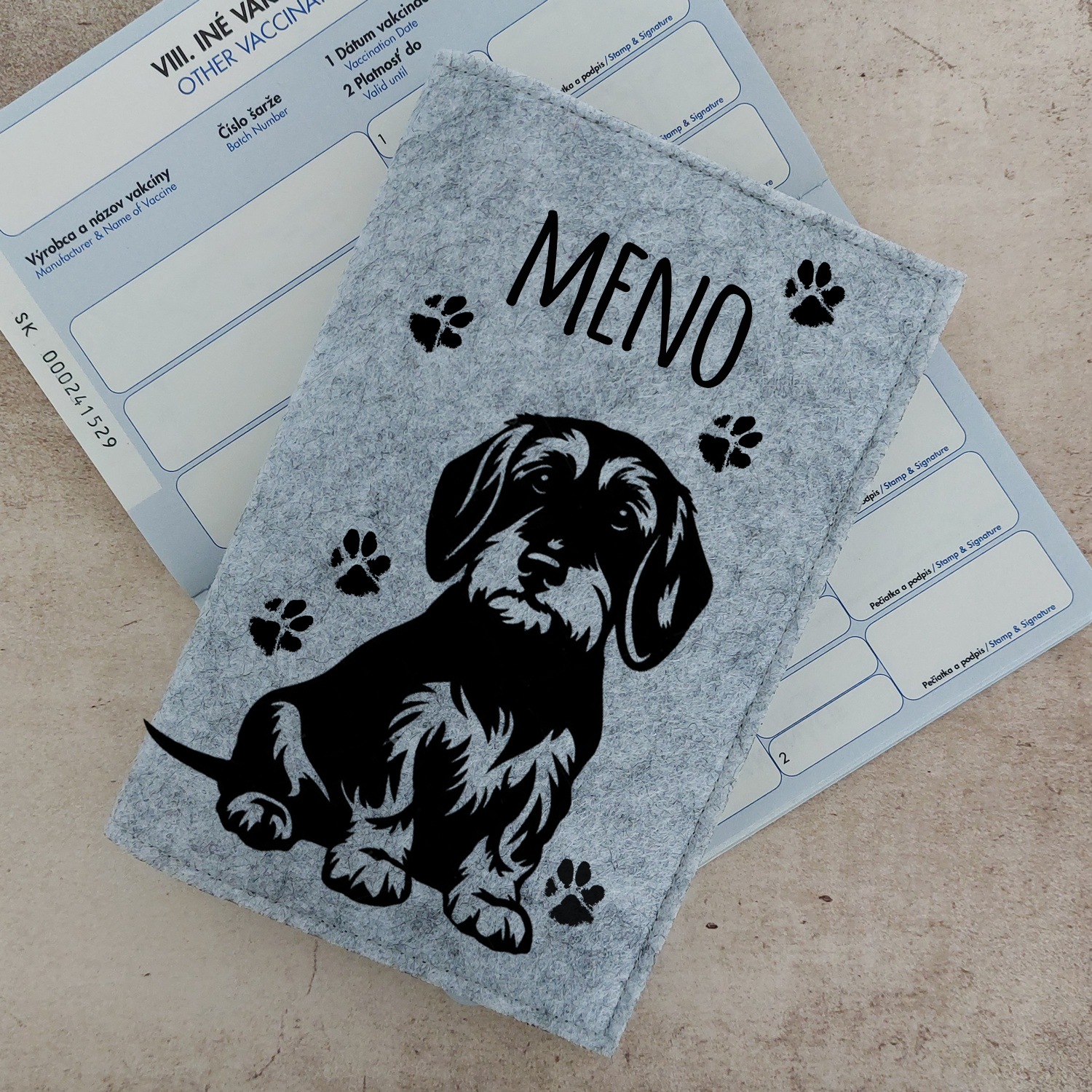 Obal na očkovací preukaz (petpass) Jazvečík hrubosrstý