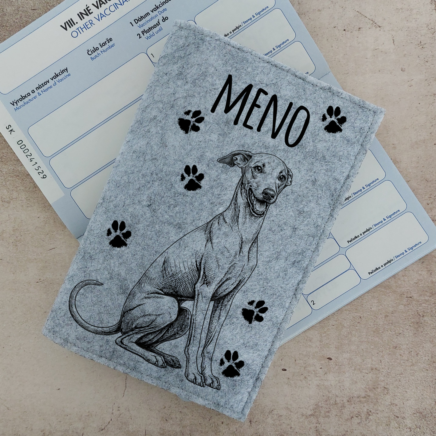 Obal na očkovací preukaz (petpass) Talianský chrtík