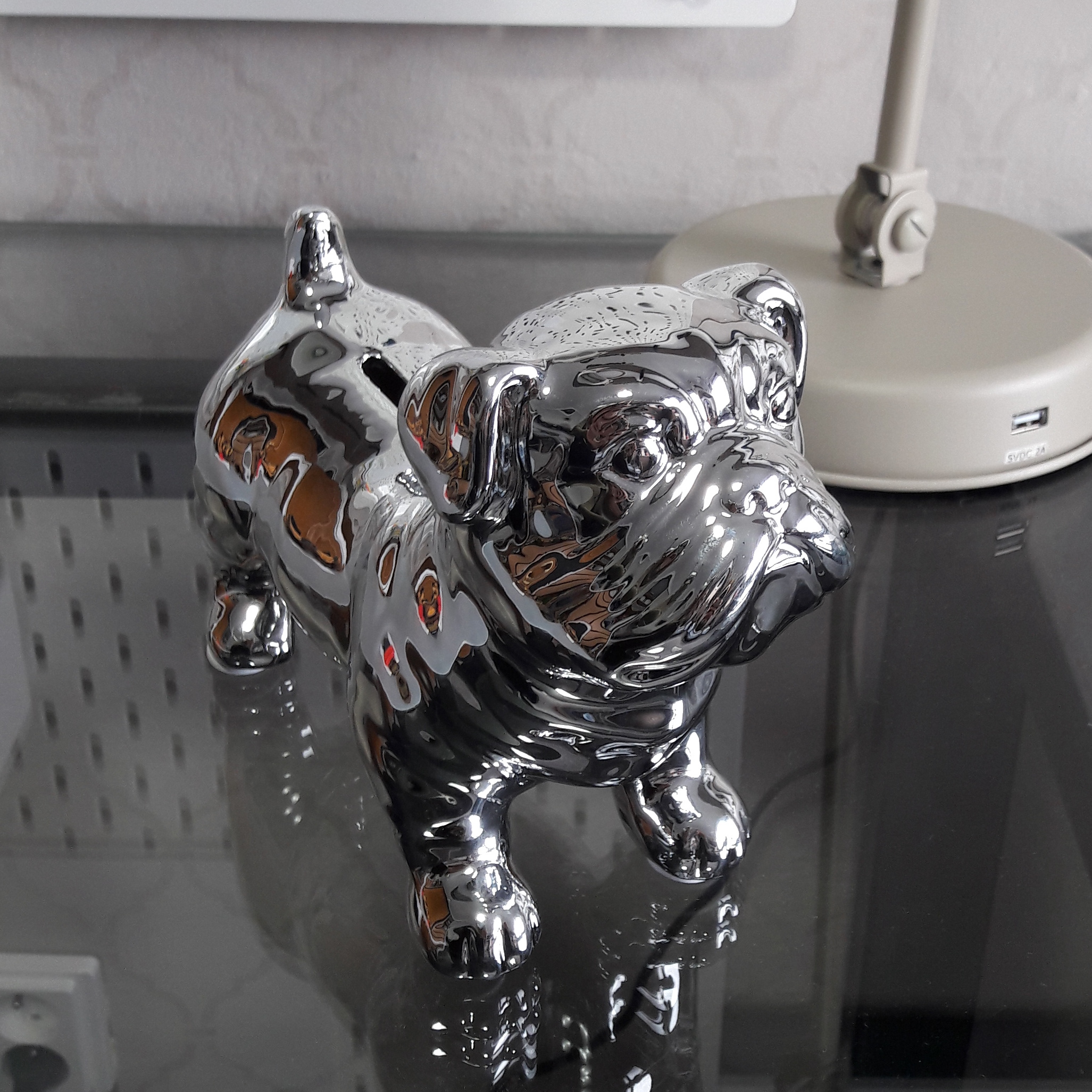 Pokladnička buldog silver