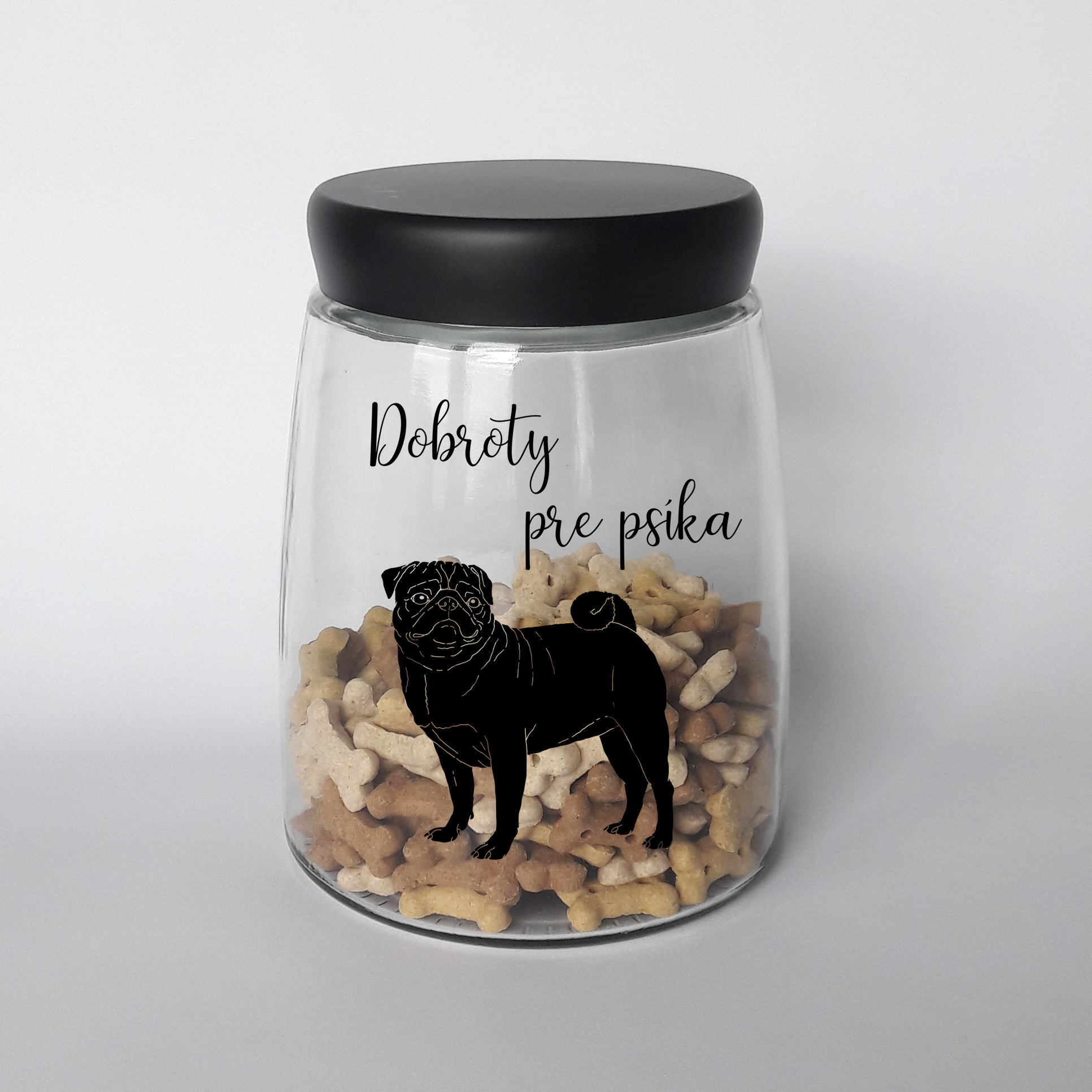 Dóza na pochúťky pre psa Mops  M