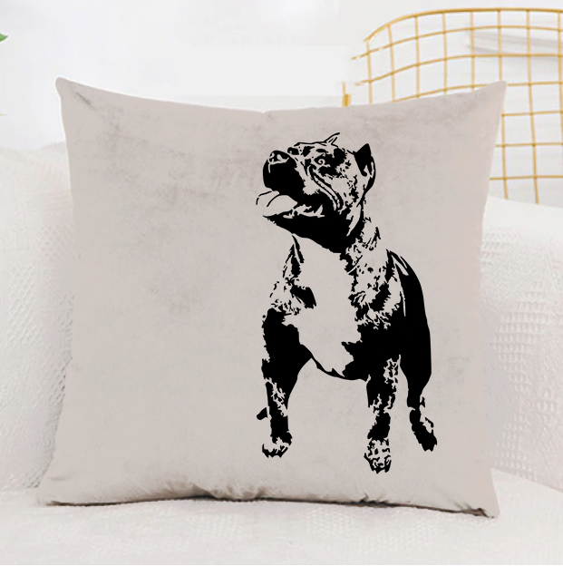 Zamatová obliečka na vankúš Stafordširský bulteriér