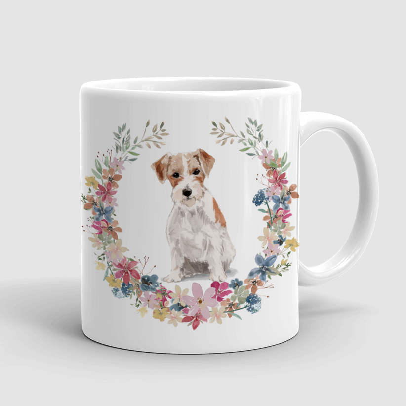 Hrnček Jack Russell teriér kvety