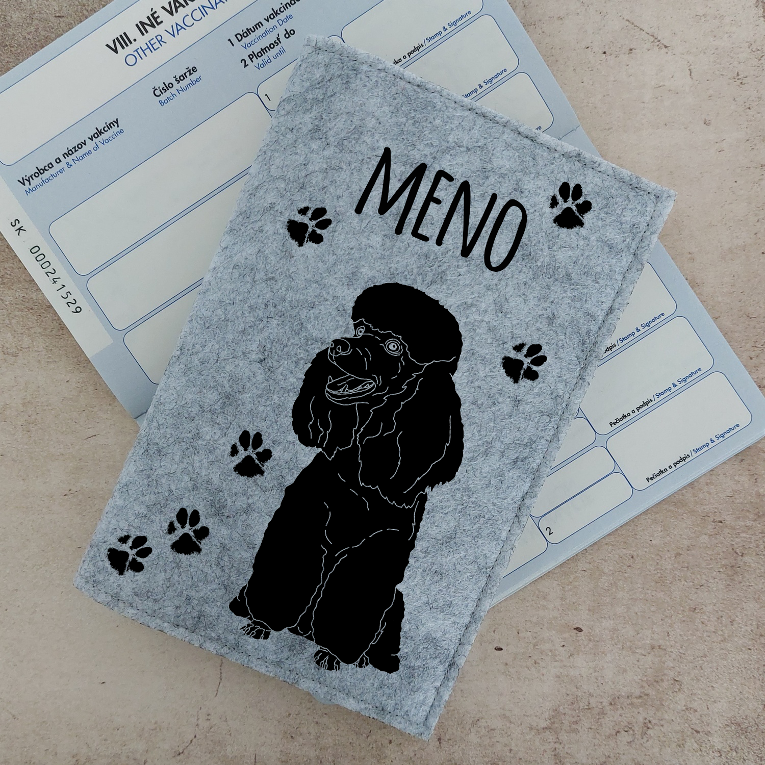Obal na petpass Pudel s menom