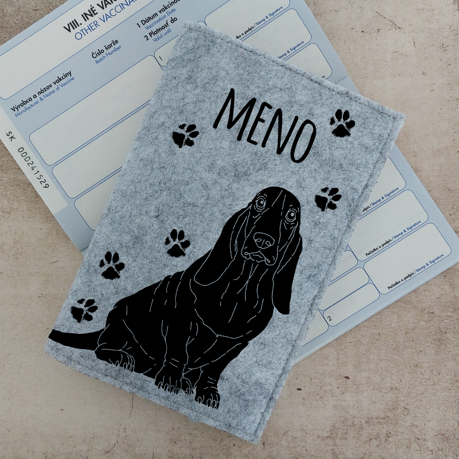 Obal na očkovací preukaz (petpass) Baset 