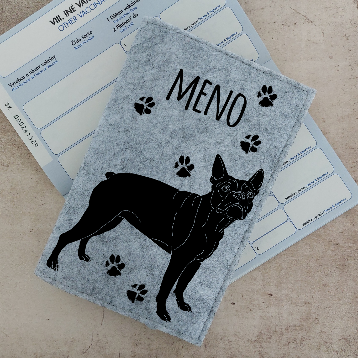 Obal na očkovací preukaz (petpass) Bostonský teriér